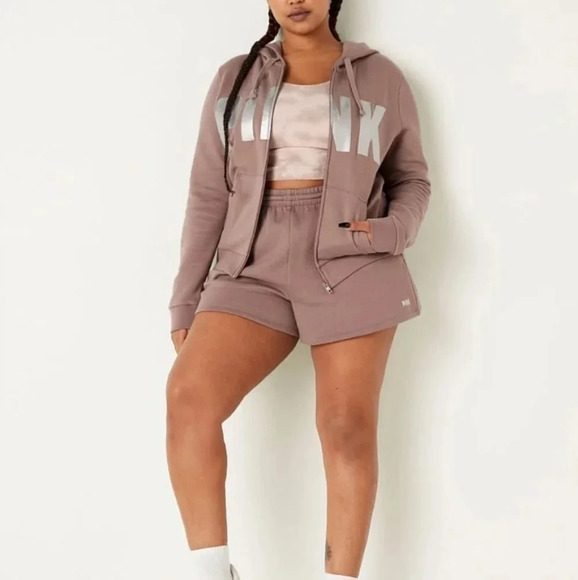 Pink VS size mediam open front hooded sweat shirt new in packaging - Picture 2 of 7